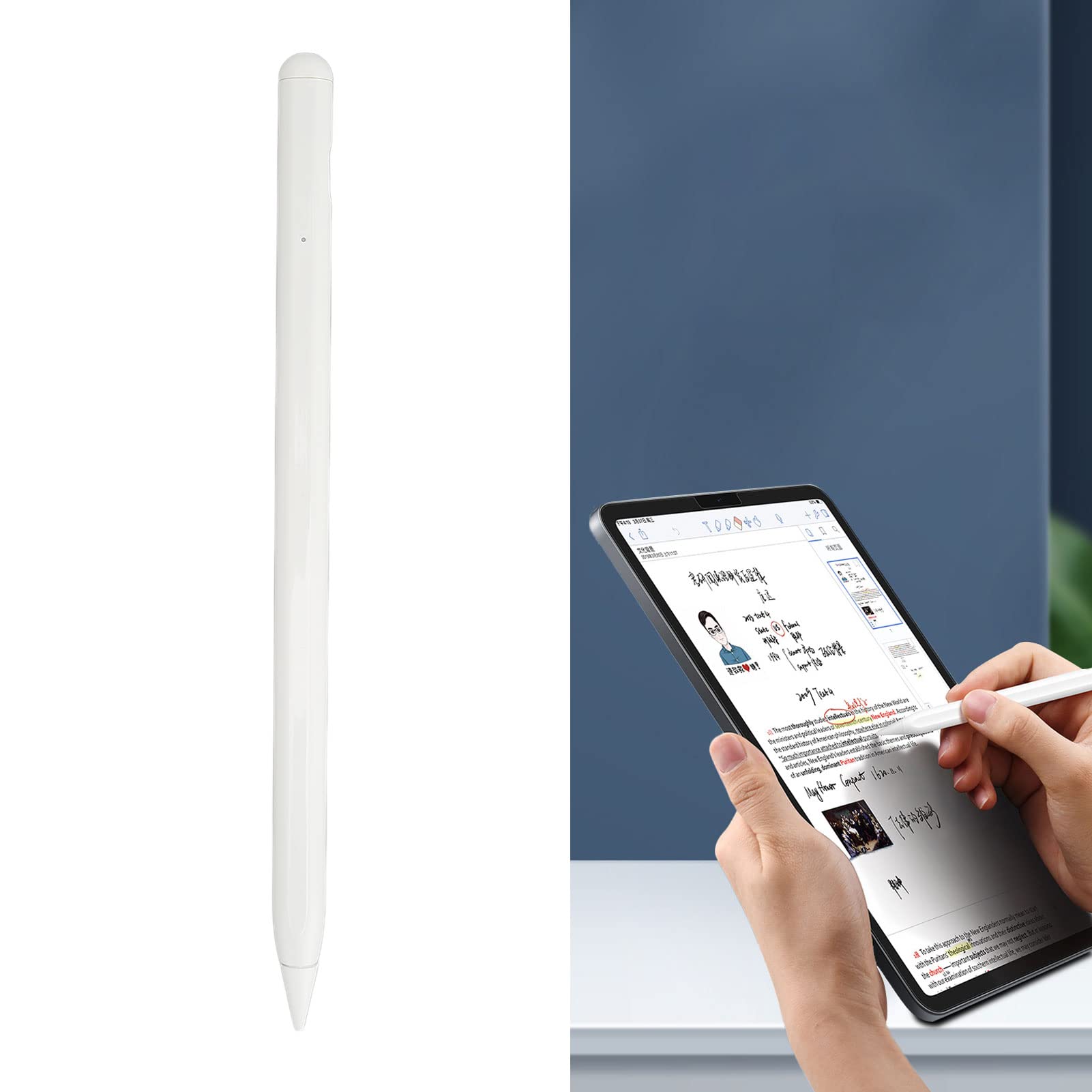Lápiz Capacitivo para Tableta Lápiz óptico Magnético Recargable Fácil de Usar para Dibujar Grabación Aprendizaje Aleación de Aluminio Blanco para Tabletas
