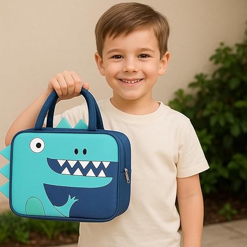 Miniatura 7 de Lonchera térmica para niños, reutilizable, duradera, ligera, para mantener la comida fríacaliente, dinosaurio