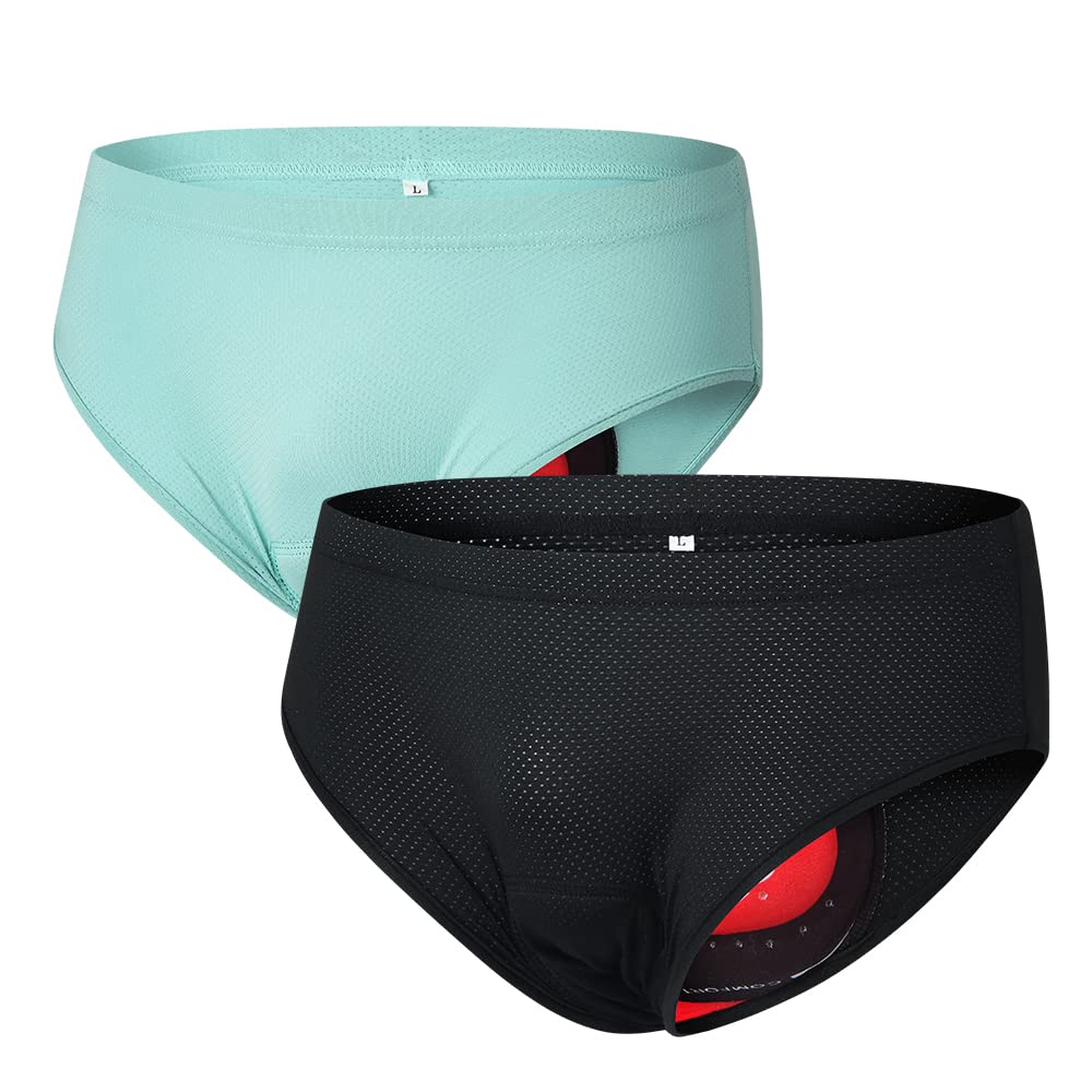 JINGRU Sous-Vêtements de Vélo pour Hommes - Slips Rembourrés Respirants Noir Taille L