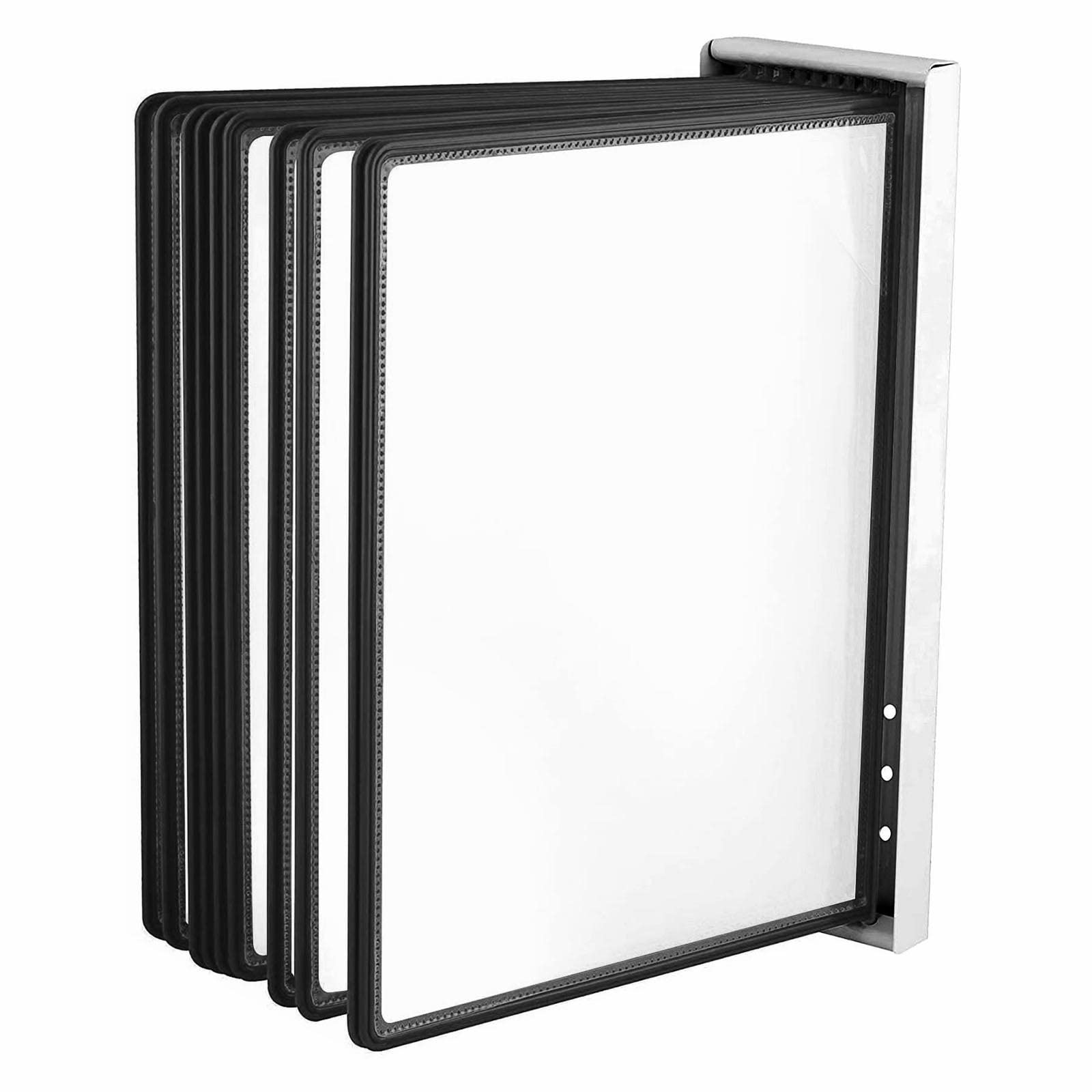 Biurowy stojak ekspozycyjny 10-panelowy metalowy system do montażu na ścianie magazynu, warsztatu, sklepu, folderów z katalogami laboratoryjnymi(Black)