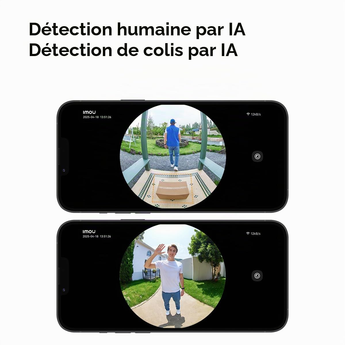 Imou Kit de 3 sonnettes de porte, 2K+/4MP, batterie rechargeable Wi-Fi, sonnette vidéo avec carillon enfichable