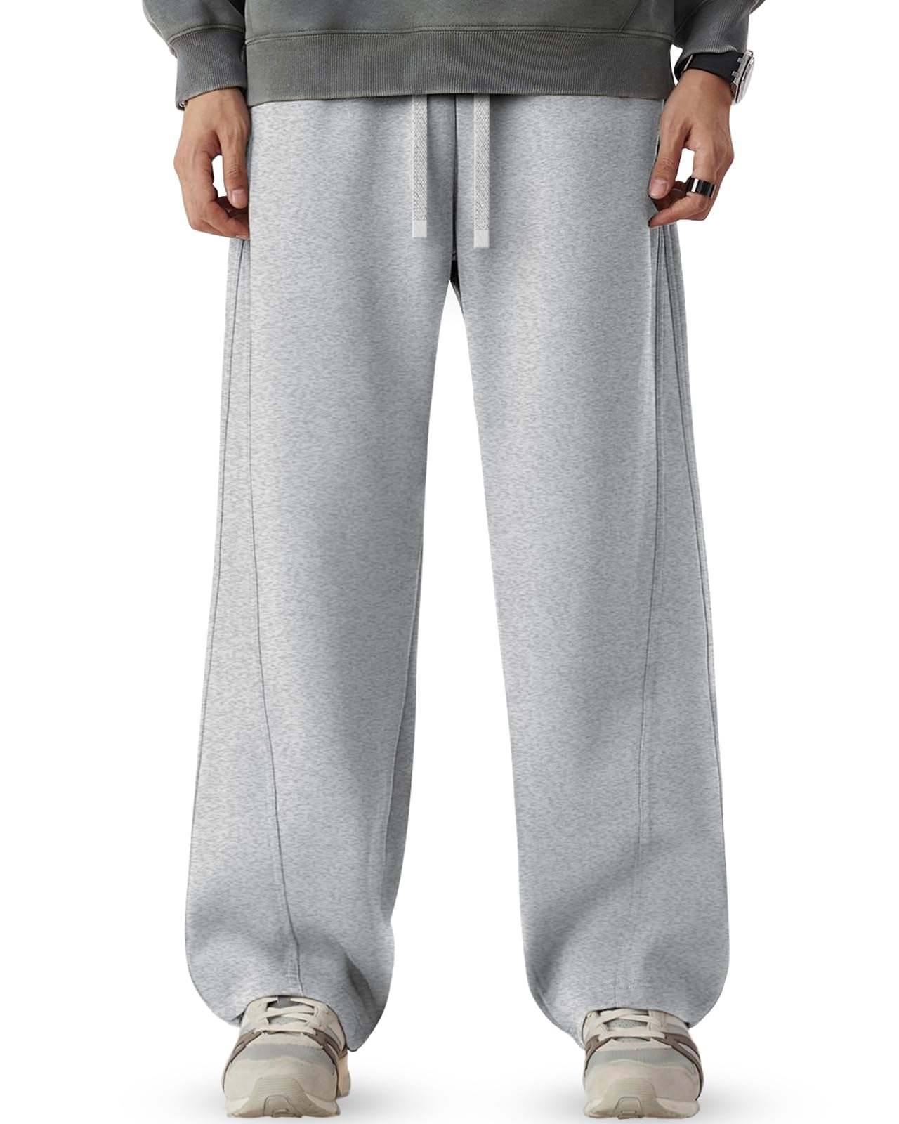 CANGHPGIN Mens Baggy Sweatpants Wide Leg Lounge Pants with Pockets Loose Fit Cotton Sweat Pants for Men Casual