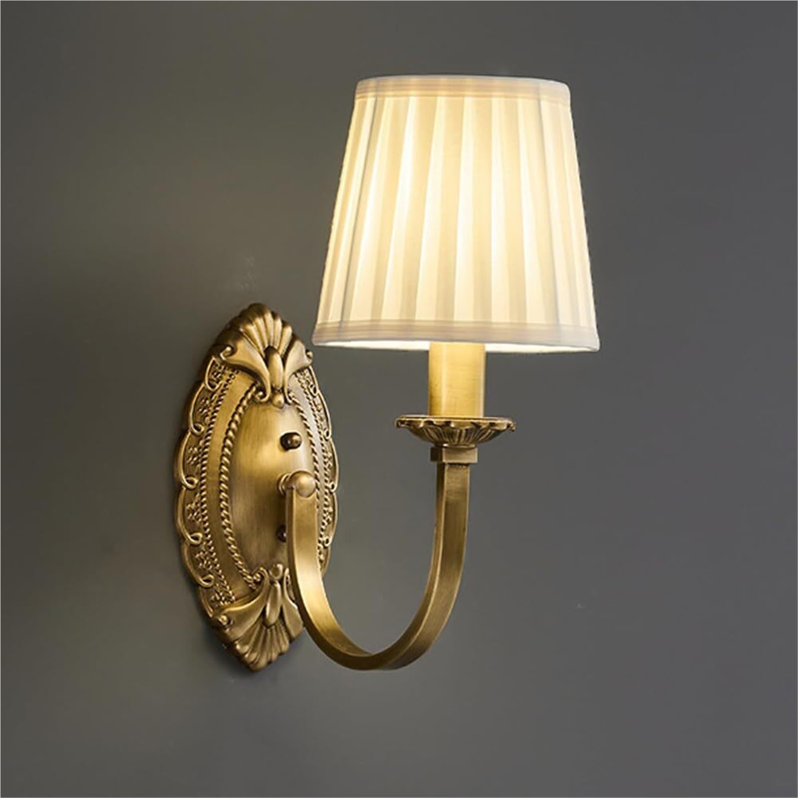 Applique da Parete in Ottone a 2 luci, Paralume in Tessuto, Lampada da Parete Industriale Antica, cablata, Vintage, Stile metà secolo, per Camera da Letto, Bagno, Soggiorno, Fattoria, Sala da Pra