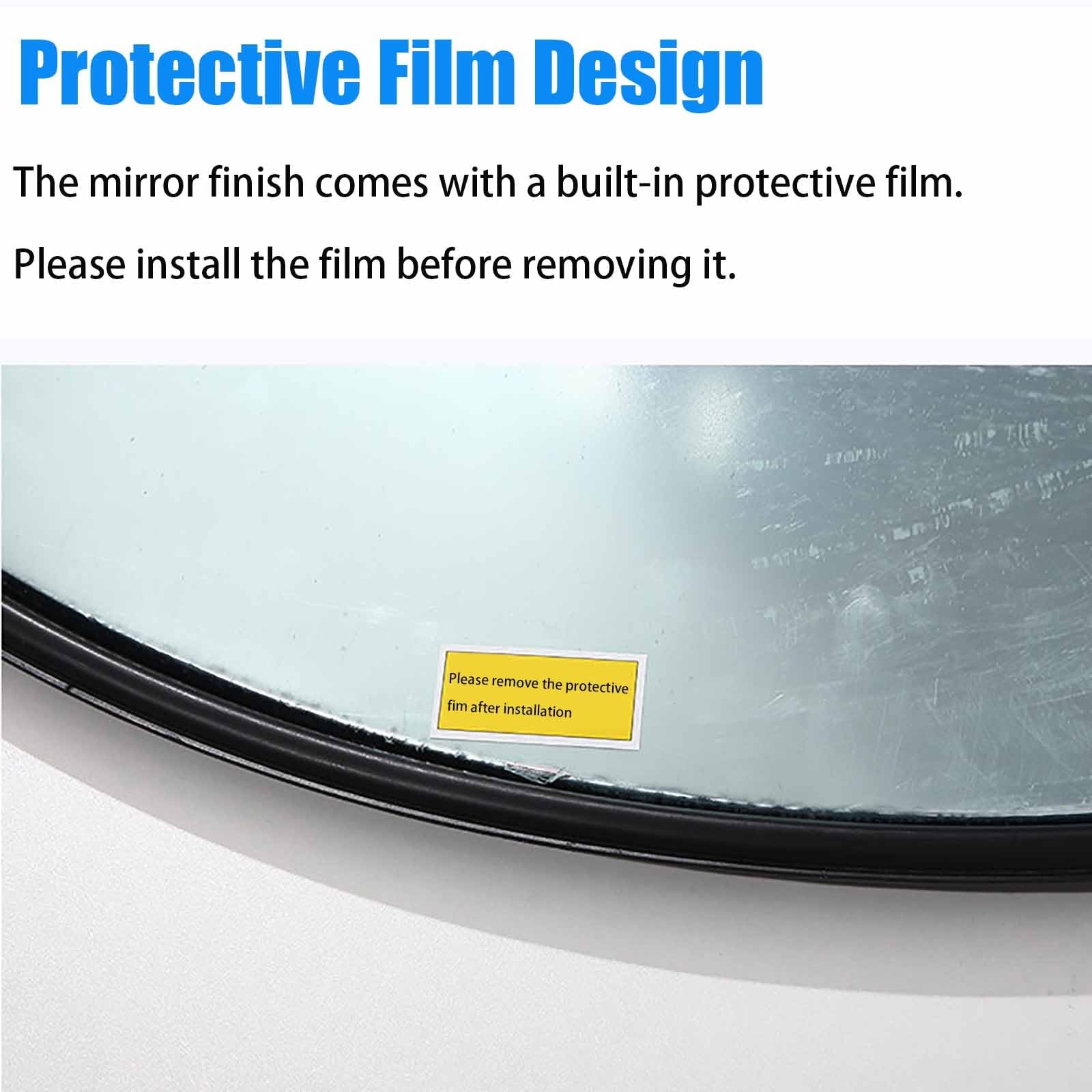 30/45/60 cm Espejo de Tráfico Convexo, PC Irrompible de Montaje en Pared con Ángulo Ajustable, Espejo de Seguridad para Garaje, Entrada de Vehículos y Aparcamiento(Black,60cm/24in)