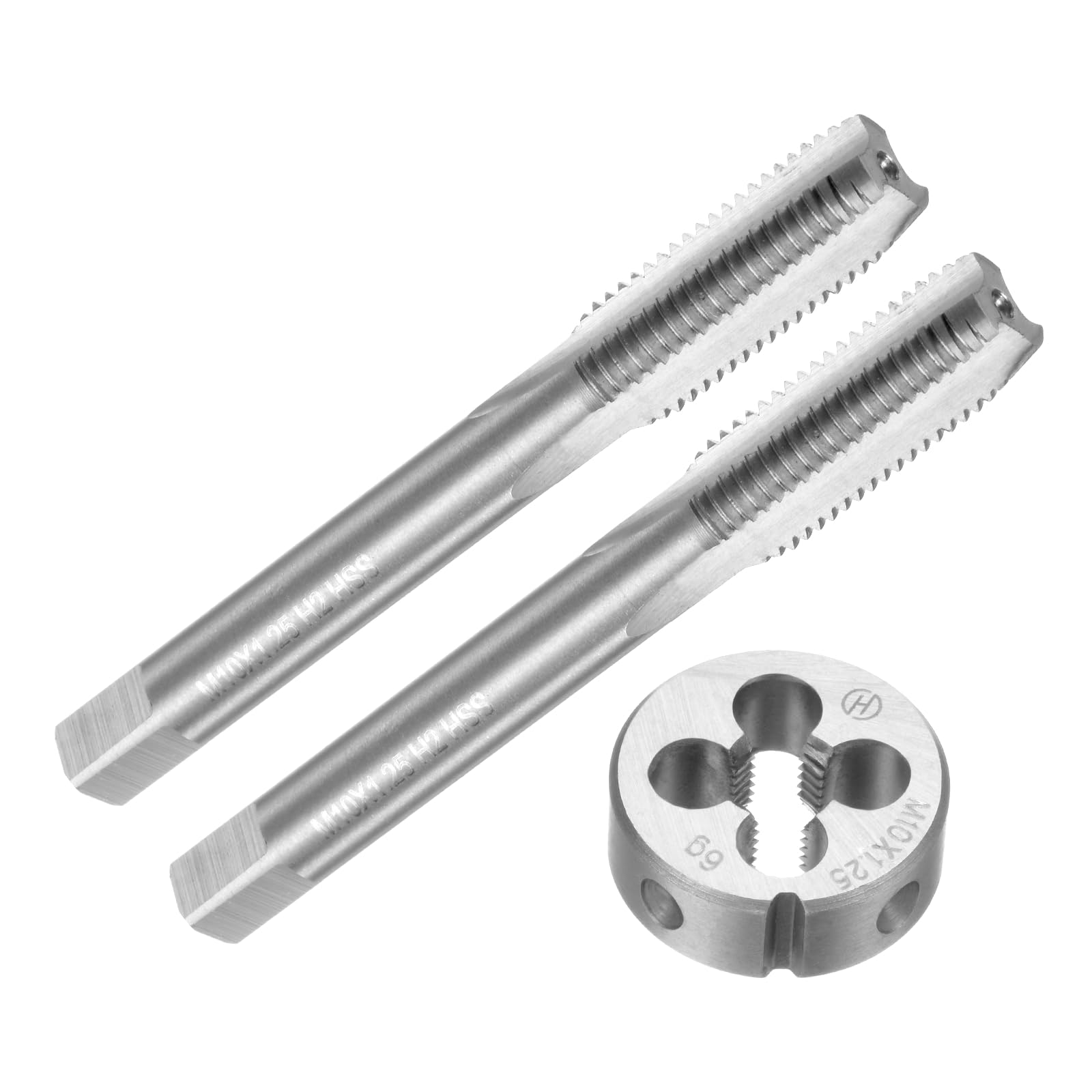 QUARKZMAN Set di 3pz Maschio e Filiere, Metrico M10 x 1.25 Kit Filettatura