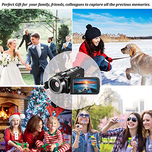 Video Camera Camcorder, Aasonida Digital YouTube Vlogging Camera Full HD 1080P 24MP 3.0 Inch 270 Degree Rotation Screen 16X Digital Zoom Webcam Recorder with 2 Batteries - Thumbnail 4