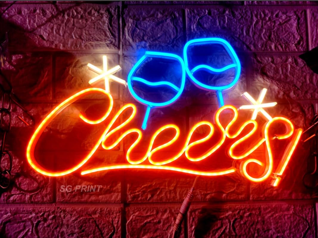 SG PRINT Cheers LED Neon Lights Frames for Bedroom Wall Decor Wedding Birthday Party Home Décor for Party Gifts(12X18) Orange blue-image-42