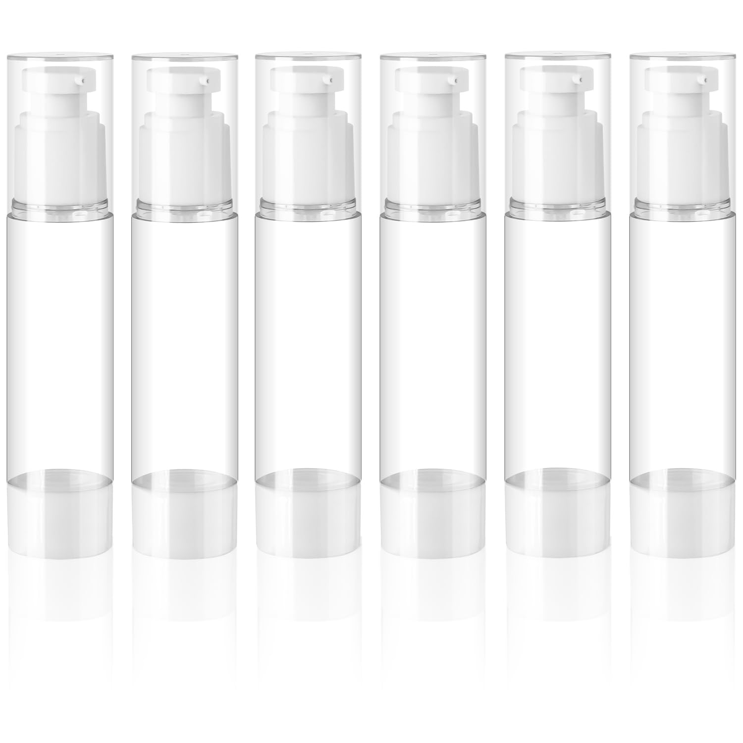 Airless dozownik z pompką, 6 sztuk, 50 ml, puste butelki na krem, do wielokrotnego napełniania, próżniowe butelki podróżne do napełniania, do podróży, balsamów, szamponów, kosmetyków