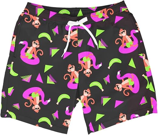 Tipsy Elves Men's Stretch Swim Trunks 7 Inch Inseam 4-Way Stretch with Mesh Liner - Quick-Dry Funny Swimwear Bathing Suit