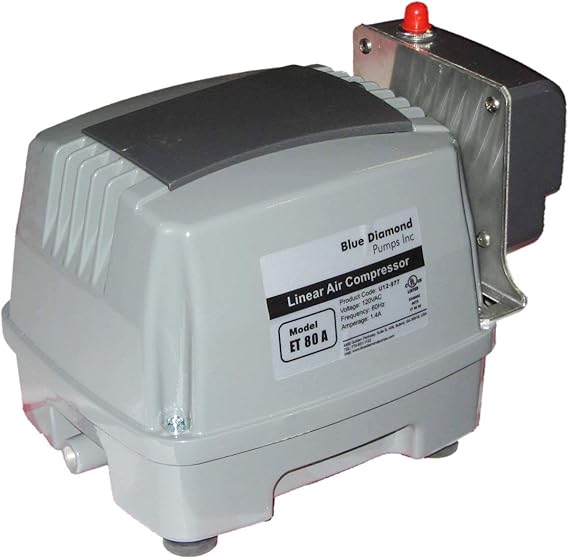 Blue Diamond ETA 80 Septic or Pond Linear Diaphragm Air Pump with built in Alarm