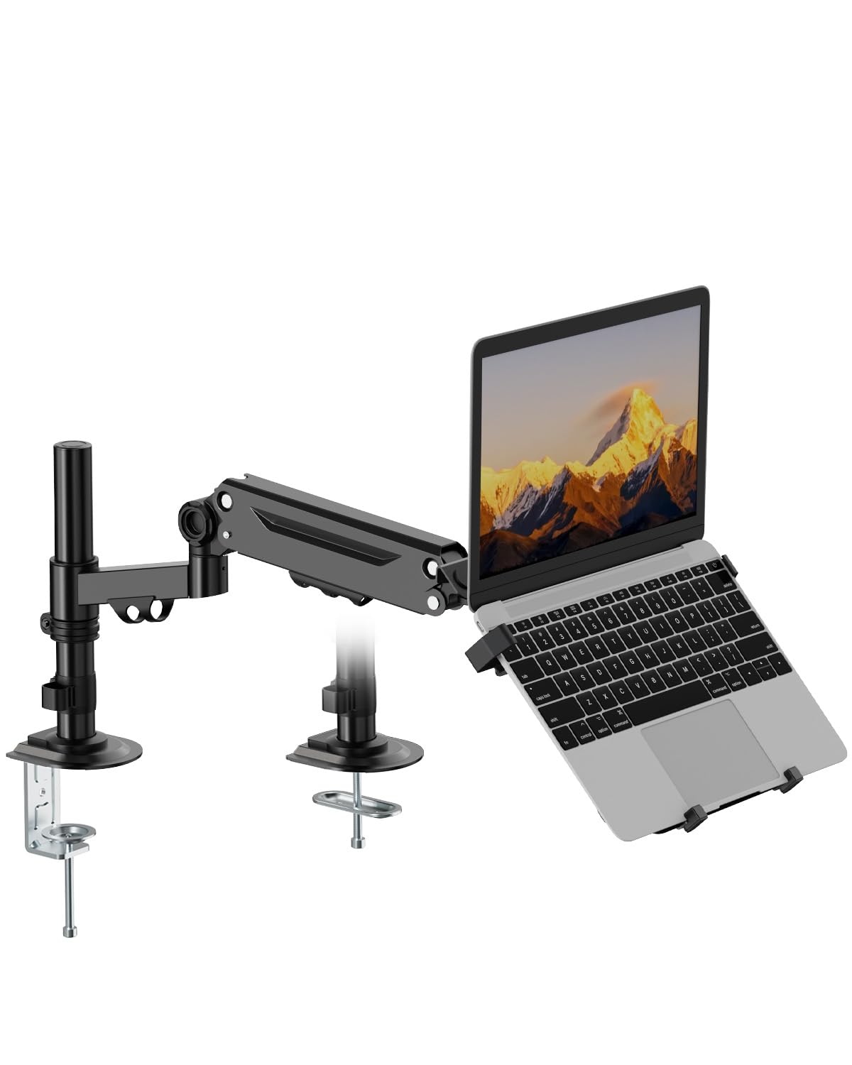 PUTORSEN Laptop Arm Halterung Tisch für Notebooks bis 18 Zoll und Computermonitore bis 40 Zoll, 2-in-1 Monitorstangenhalterung mit verstellbarem Laptop-Tray, Tragfähigkeit bis 12KG