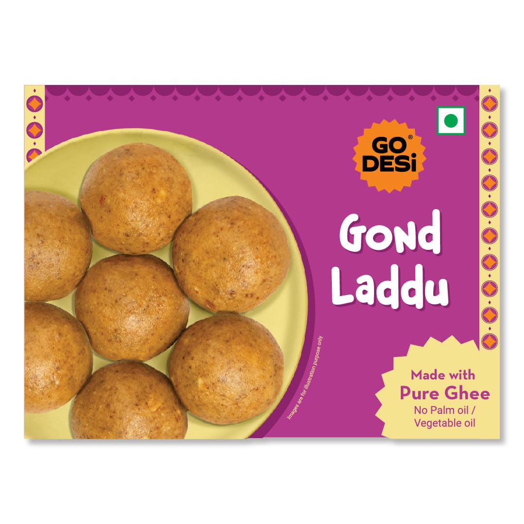 Atta Gond Laddu 200 grams, Dry Fruits Laddoo, Indian Sweets Mithai, GO DESi