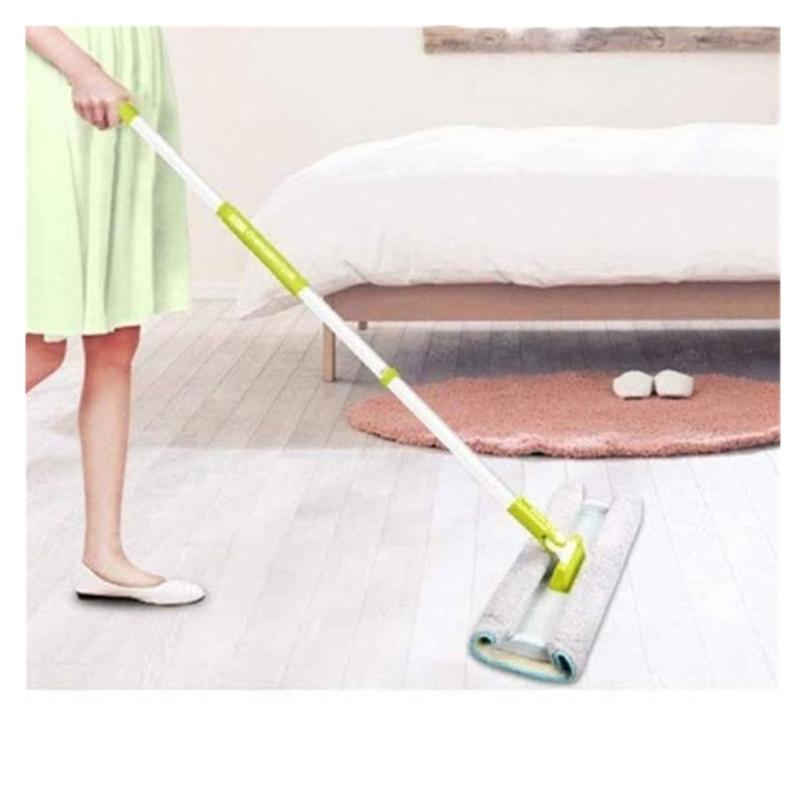 Fregona Plana con Clip, Varilla telescópica de Acero Inoxidable