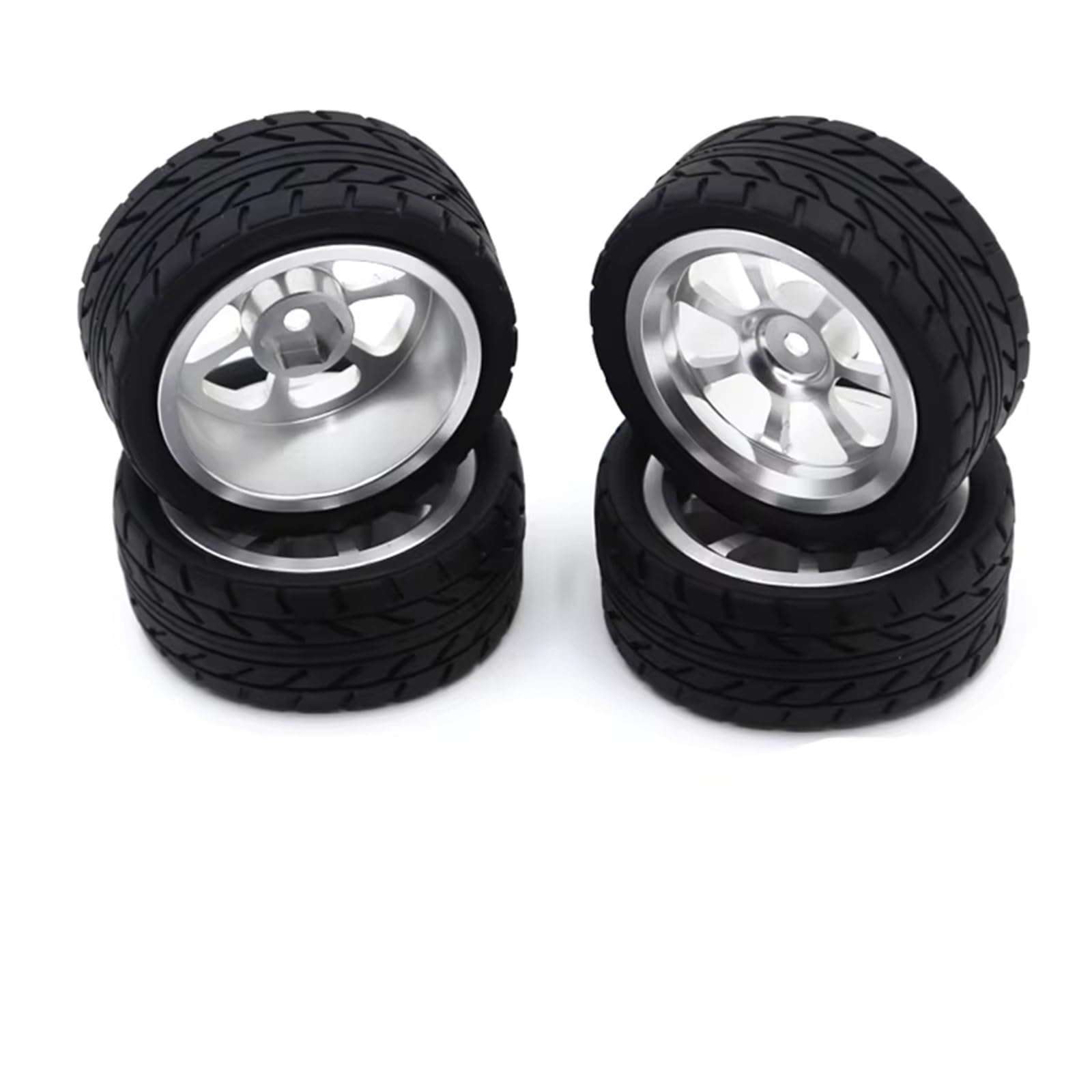RC NeumáTicos Compatible con WLtoys A949, A959, A969, A979, K929, 144010, 144001, 144002, 124016, 124017, 124018 Y 124019. Piezas De Coche RC. Mejora con Ruedas De 65 Mm De Metal.(Silver)