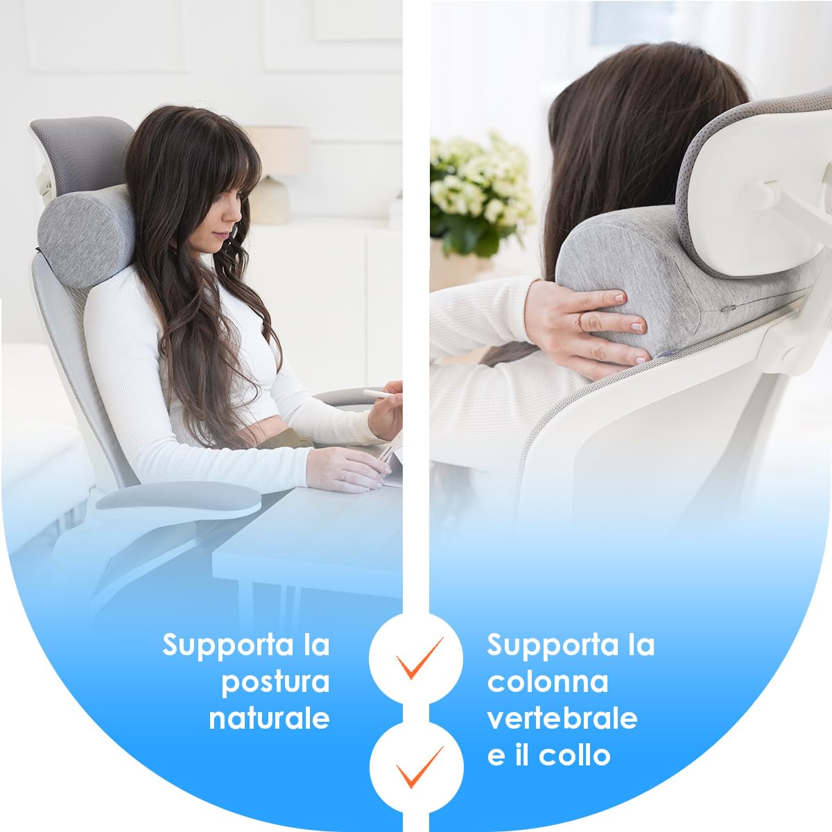 DYNMC you Cuscino Lungo Imbottito per Collo Rivestimento in Bambù OEKO-TEX di Altissima Qualità – Cuscino Memory Foam Cilindrico Ultra Confortevole - Cuscino Cervicale e Lombare Rotondo