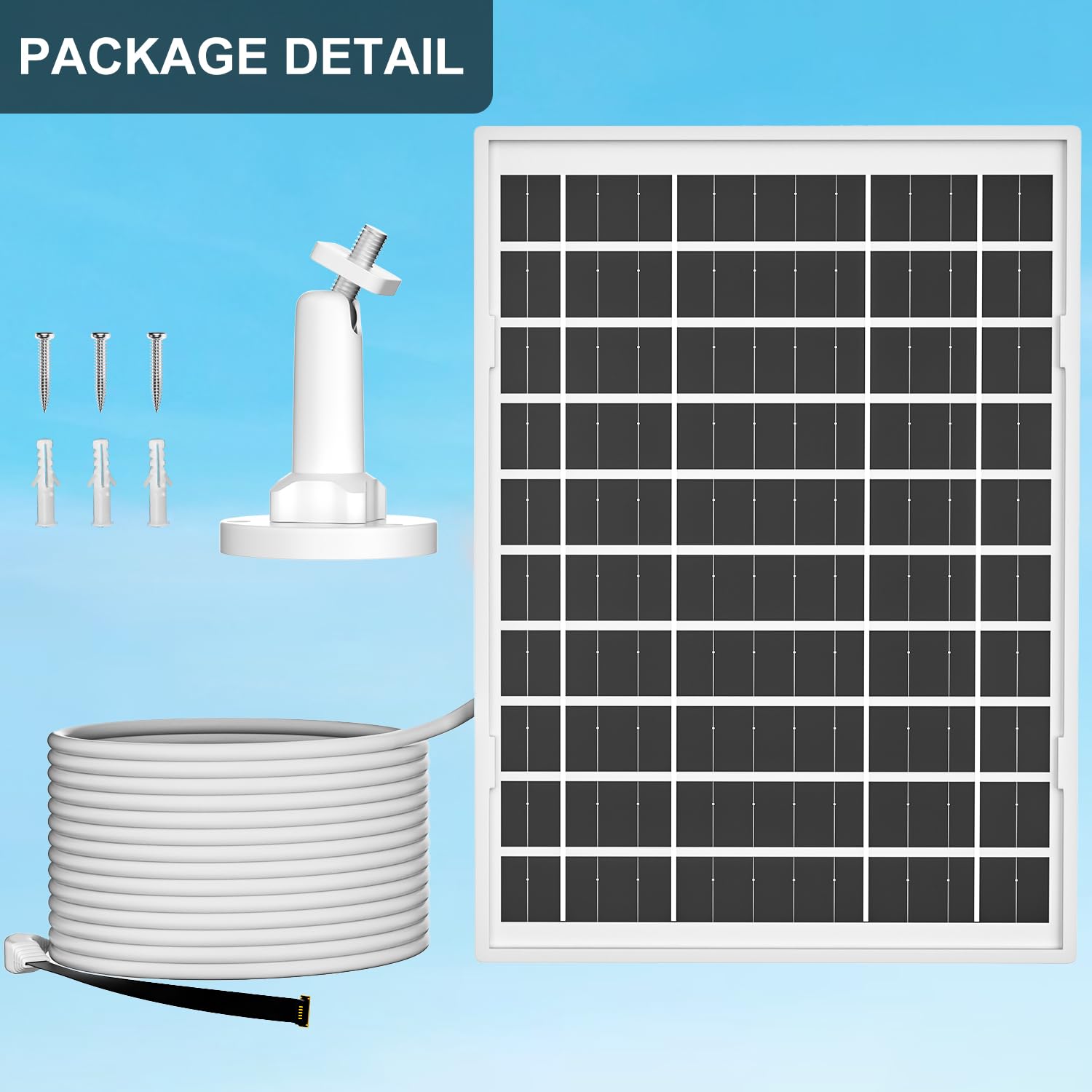 iTODOS Pannello solare da 6 W per tastiera video myQ Smart Garage Porta, cavo di ricarica per esterni da 5 m e supporto regolabile, ricarica continua la tastiera video