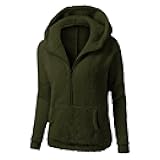 Fleece Jacket Women Warm Sherpa Fuzzy Zip Up Coat Hooded Winter Outwear Soft Casual Jackets Plus Size Pockets