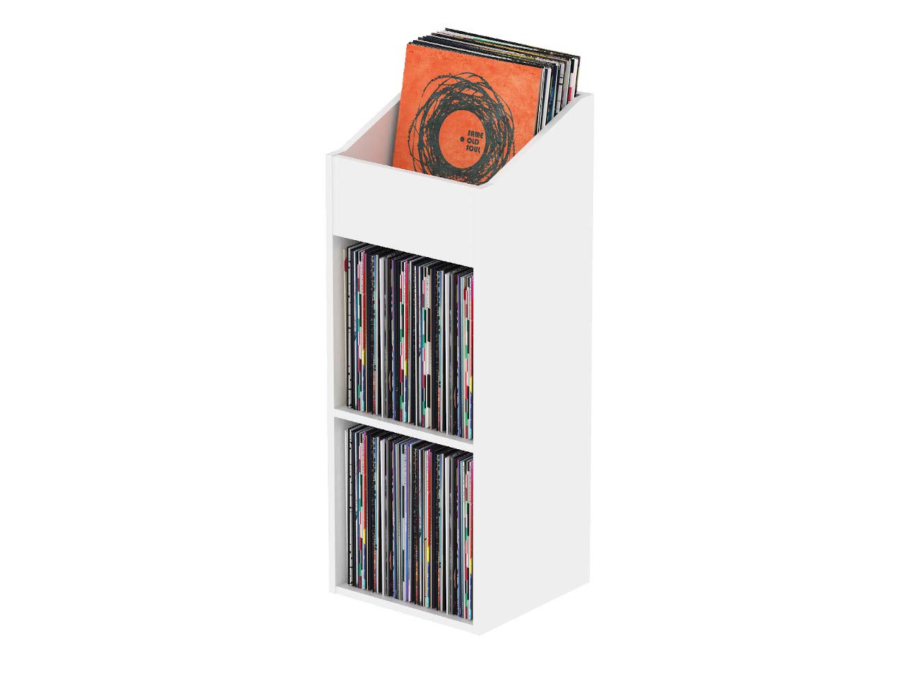 Glorious Record Rack 330 White - Station Vinyle Avancée Avec Une Disposition En Deux Parties, Peut Contenir Jusqu'À 330 Enregistrements De 12 Pouces, MDF, Blanc
