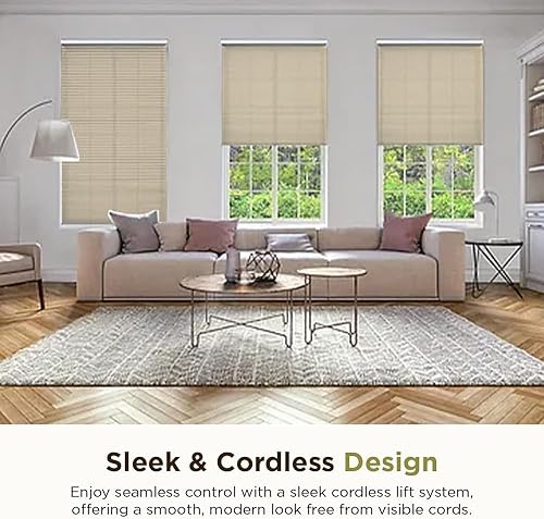 Miniatura 2 de Fawn, cortinas celulares con filtro de luz, 35 pulgadas de ancho x 48 pulgadas de largo, inalámbricas