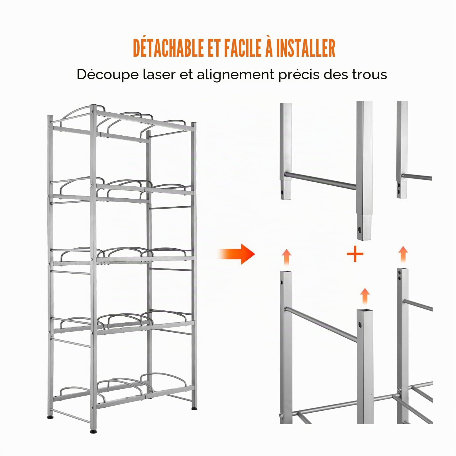 VEVOR Rack à Bonbonnes à 5 Niveaux et 2 Rangées, Support Bouteille d’Eau de 18,9 L, Capacité 10 Pièces, Range Bonbonnes d’Eau Solide, Rangement pour Garde-Manger, Cuisine, Bureau, Salon, Usine