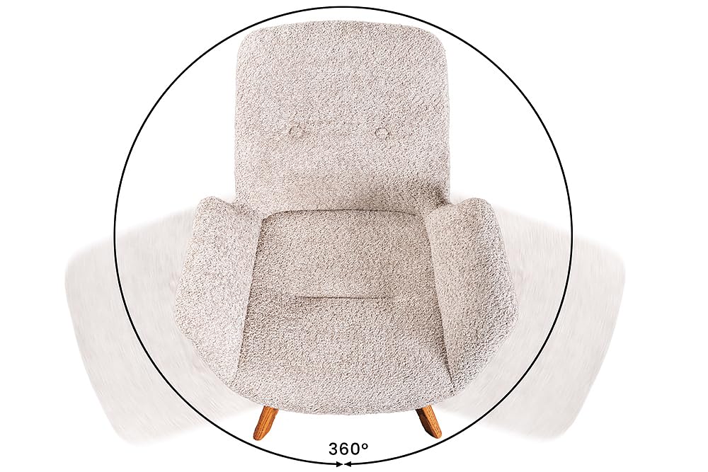 Stuhl BALTIC - 61cm - beige - Bouclé-Stoff Massivholz-Beine Eiche drehbar