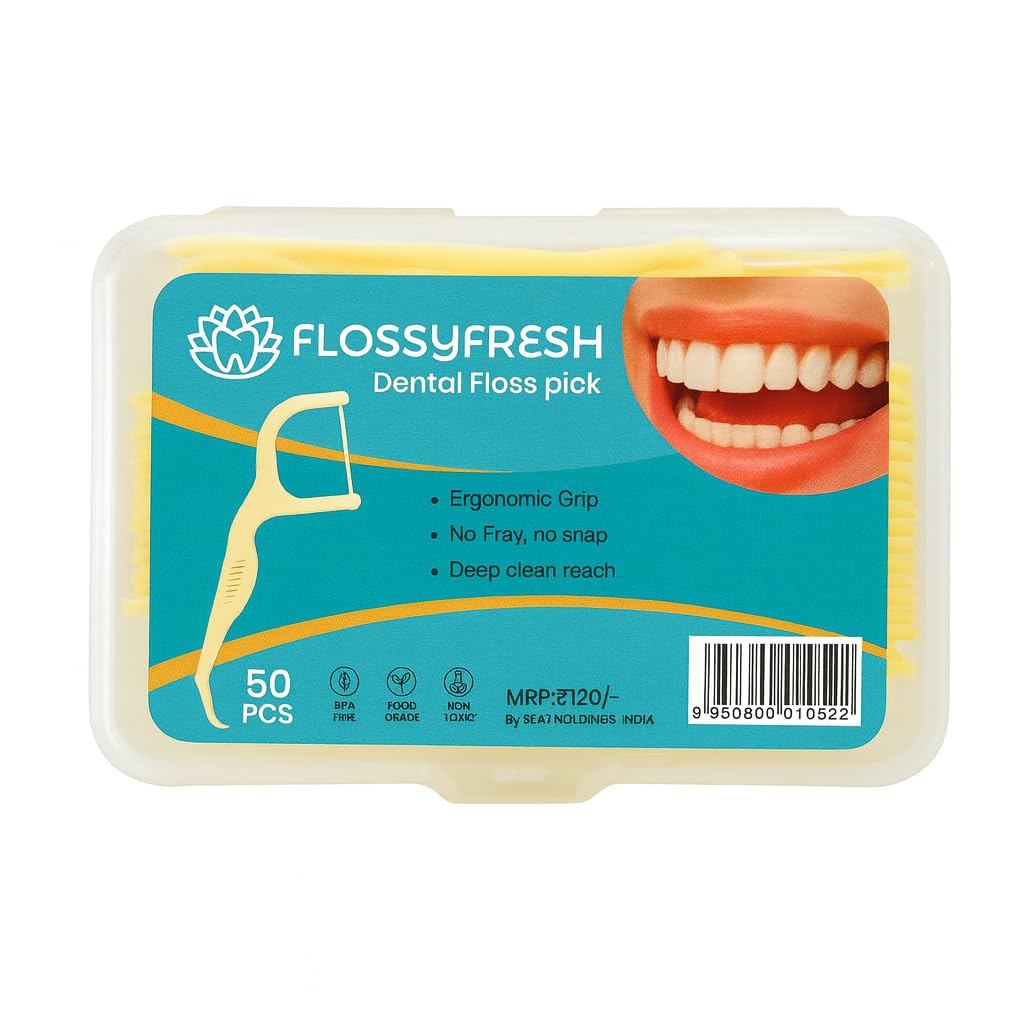 3 in 1 FlossyFresh Dental Floss Picks for Tooth Cleaning Fresh Dental Floss Toothpick Cleaners, Oral Care Teeth Flossing Thread Toothpicks Stick Set for Fresh and Healthy Gums (50pcs)