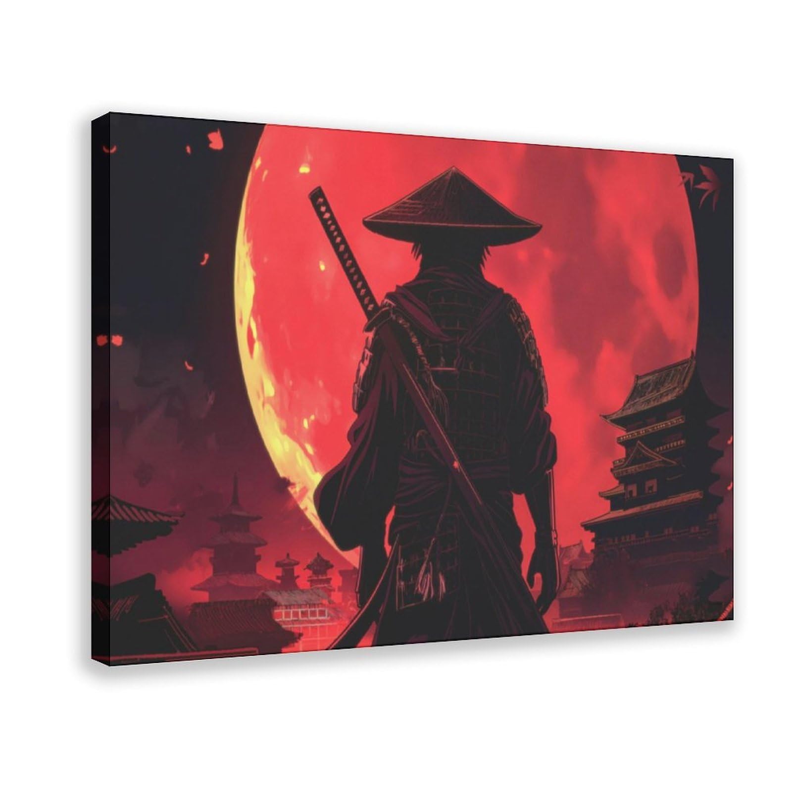 Bareronor Japanese Landscape Samurai Canvas Poster Bedroom Decor Landscape Office Room Decor Gift 24" L X 36" W