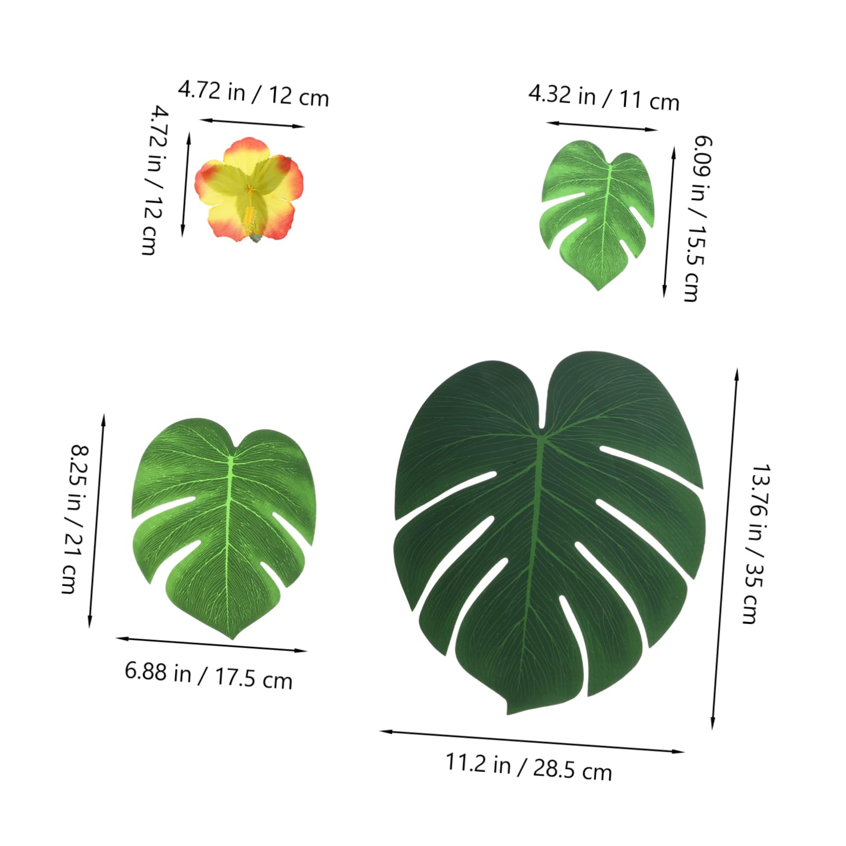 1 Set Decorazioni da Tavola per Feste Foglie e Fiori Simulati per Hawaiani per Celebrazioni e Raduni