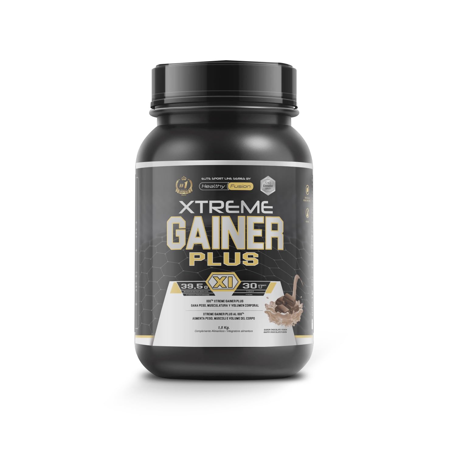 Healthy Fusion Extreme Gainer | Con Proteine del Siero del Latte, Magnesio, Farina d'avena e Maca | Aumentatore di peso | Pre e post-allenamento | Cioccolato 1,5kg