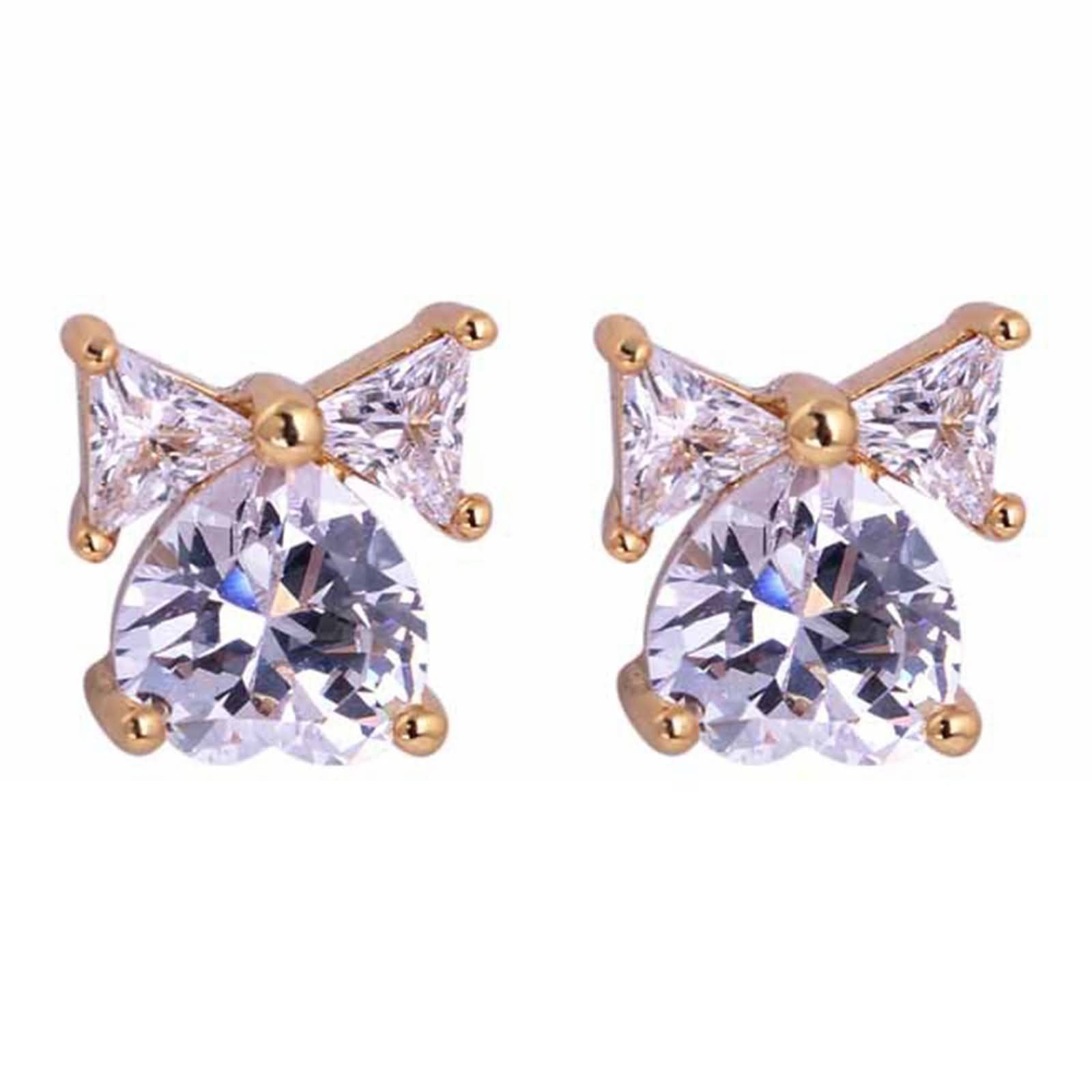 Orecchini Oro Giallo 14K Donna, Orecchino Lobo Trago Tragus Donna Nodo A Fiocco con Moissanite Cuore Piercing Orecchini Oro Giallo