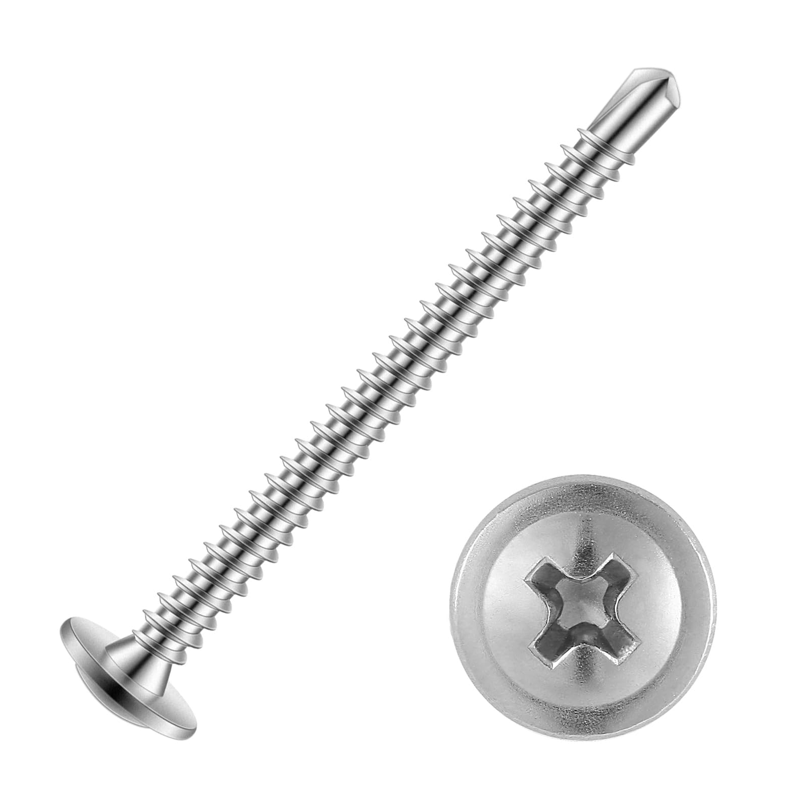 #10 x 2 Sheet Metal Screws 100PCS 410 Stainless Steel Truss Head Fast Self Tapping Screws