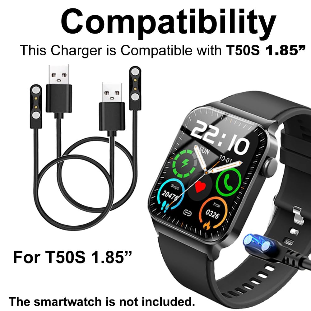 smaate Smart Watch Cables Compatible with Donerton uaue T50S 1.85” Smart Watch, 2-Pack