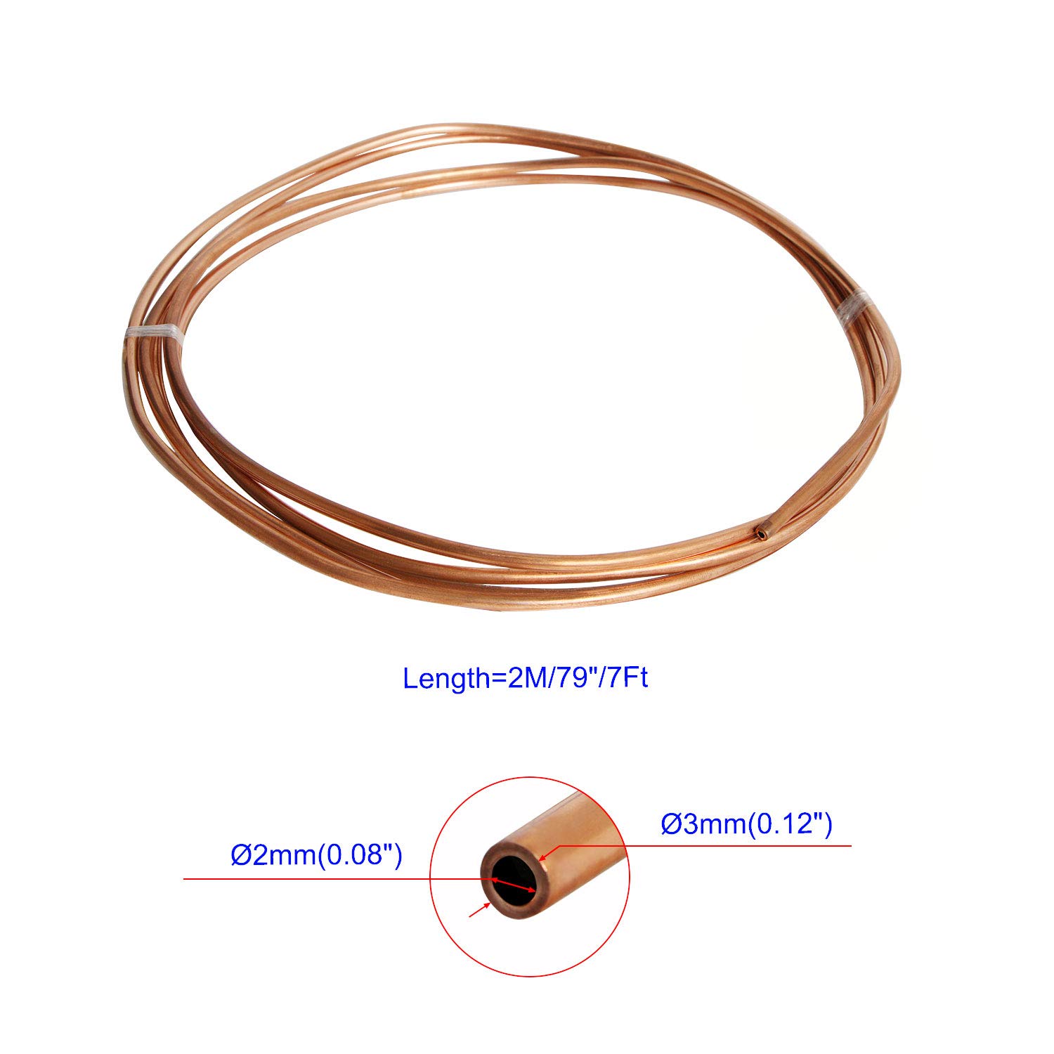 Rotes Kupferrohr 4m - ID 1,2mm OD 2,2mm Für Kühlsysteme