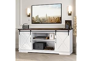 Amyove Rustic TV Stand for 65-Inch TV, Farmhouse TV Console with Storage...