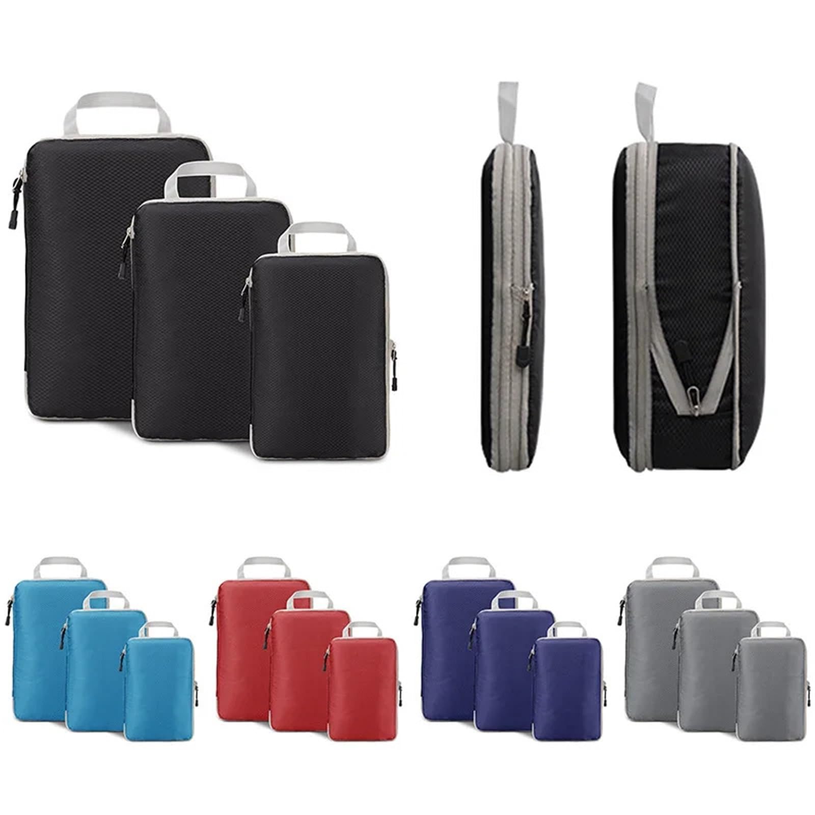 Cubi da viaggio comprimibili, pieghevoli, impermeabili, borsa in nylon portatile con organizer for bagagli Organizer per valigie(Grey)