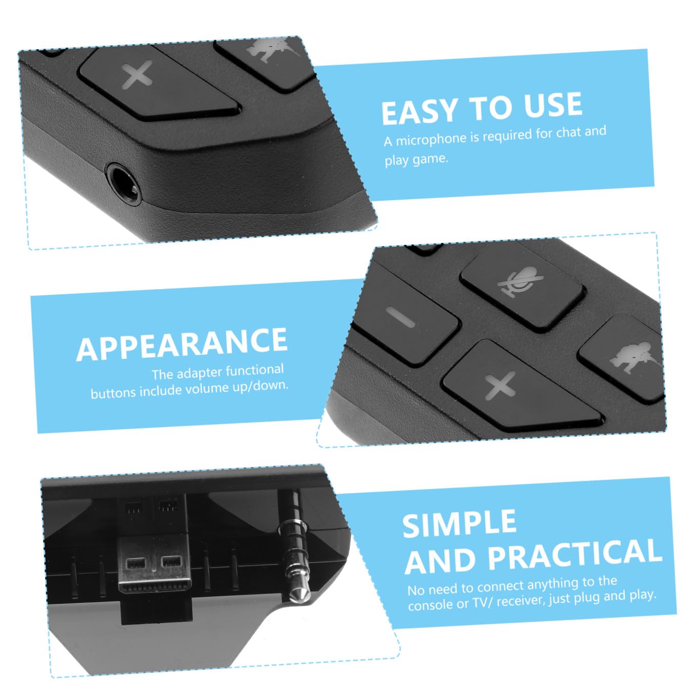 BESTonZON 3 Pz Adattatore per cuffie controllore adattatore per controller audio per cuffie adattatore per giochi audio convertitore di senza fili pulsante addominali