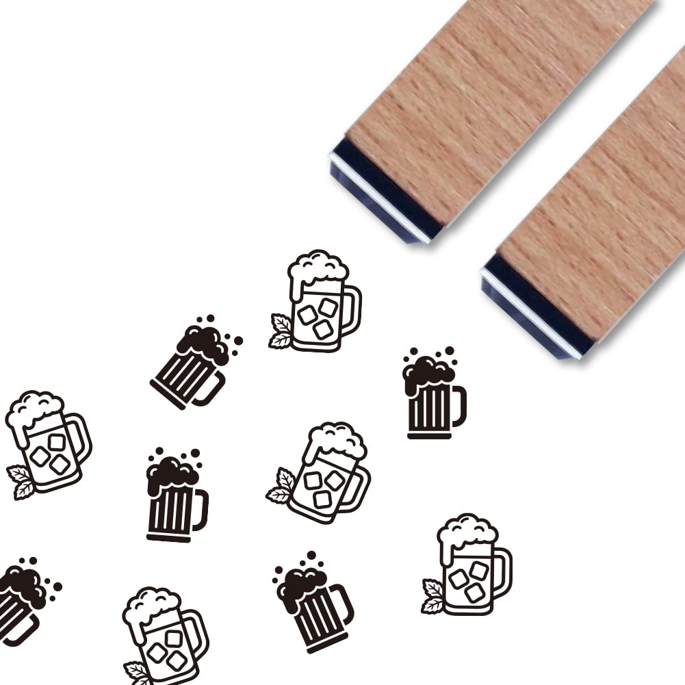 ANATTASOUL Beer 2PCS Wooden Rubber Stamps for Crafting DIY