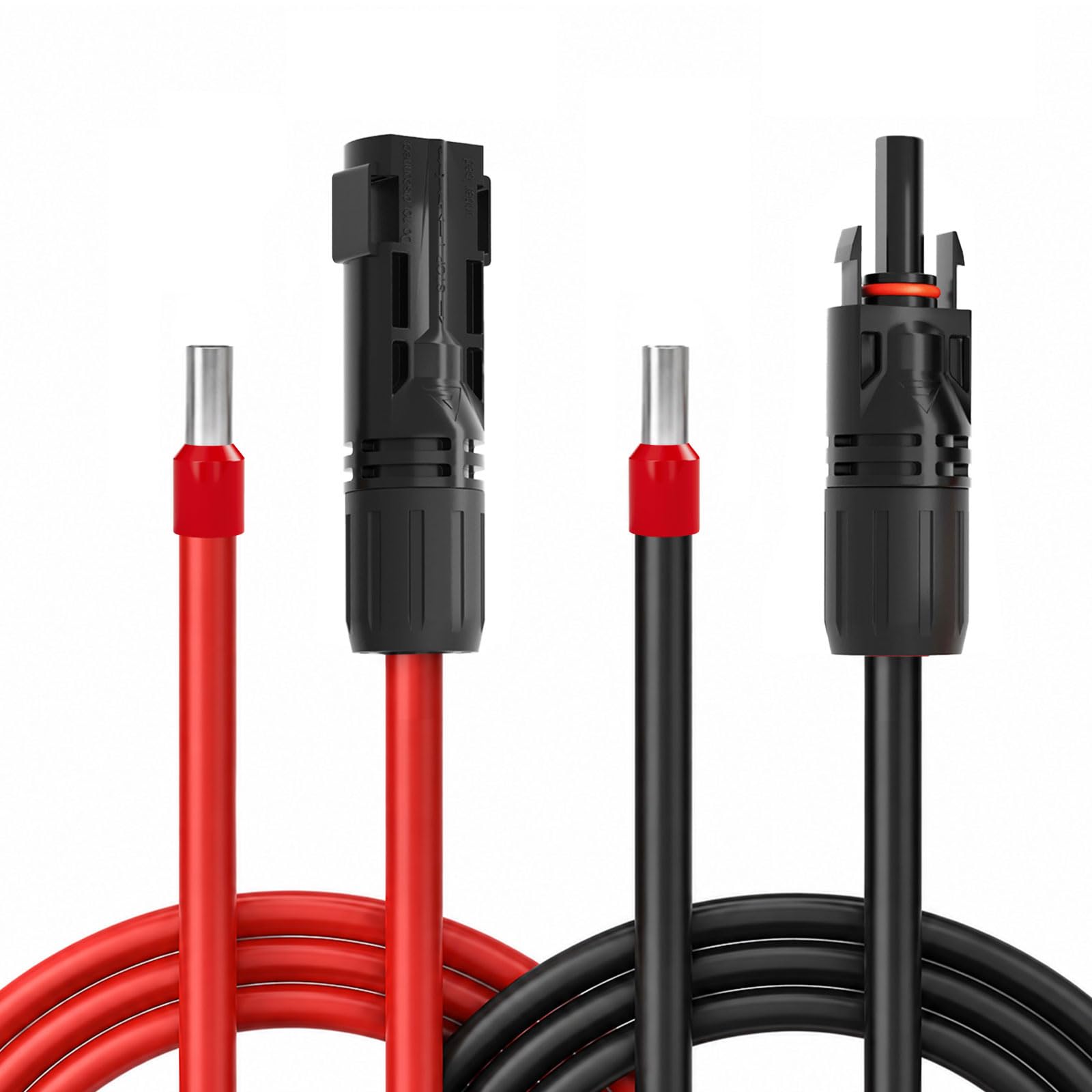 Solar Verlängerungskabel 6mm² 2X 10m Rot/Schwarz anschlussfertig mit Solarsteckern und Aderendhülsen 1500V DC für Photovoltaik PV-Anlage Balkonkraftwerk