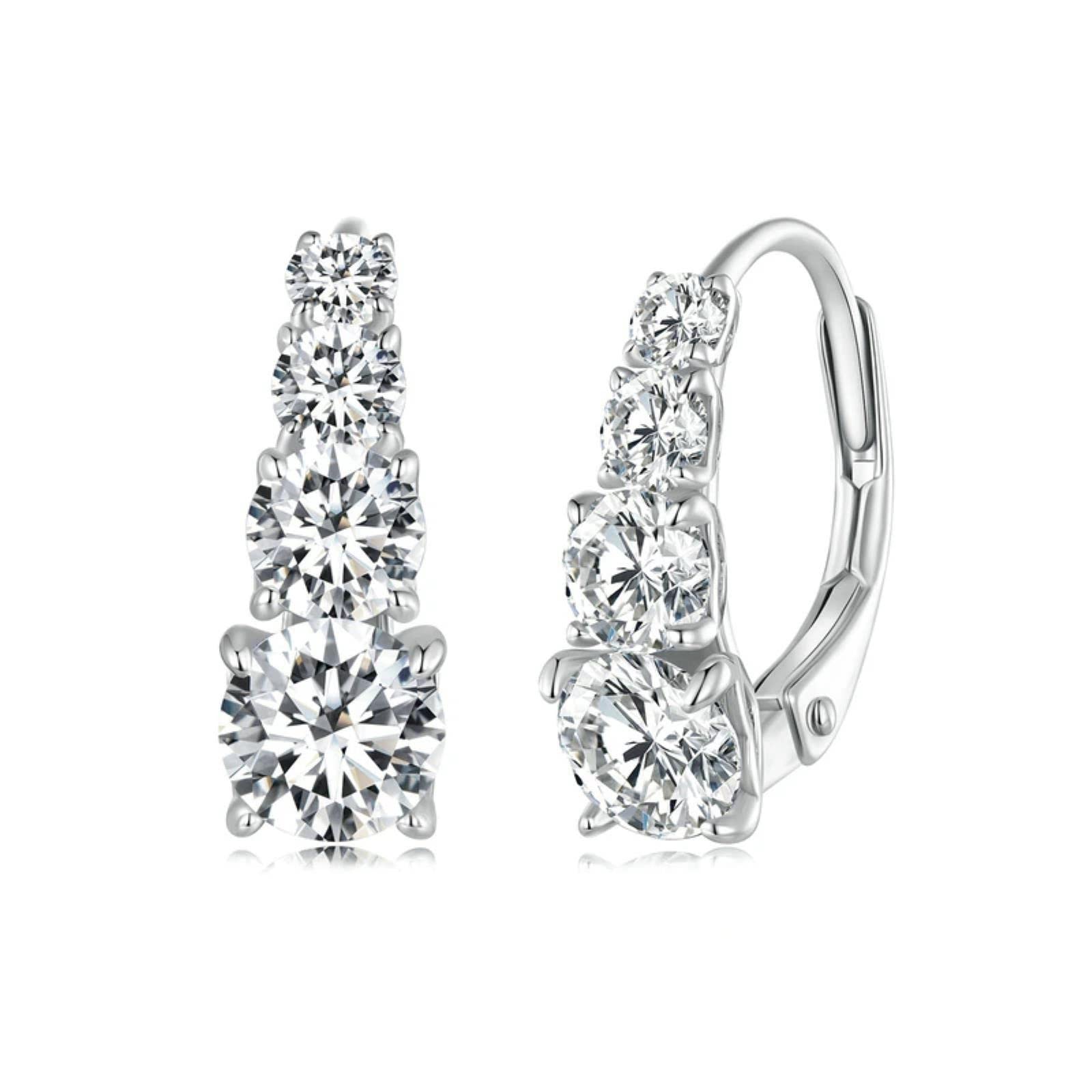 Arranged Multiple Size Moissanite Hoop Earrings Chic Solid 925 Sterling Silver Ear Buckles For Women Fine Jewelry Gift