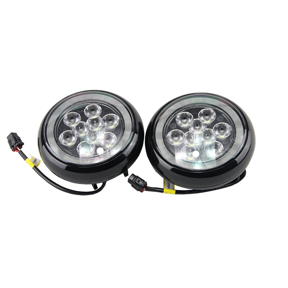 NSLUMO - Juego de 2 luces LED de circulación diurna para conducción, con anillo de halo y ojos de ángel, carcasa negra, para Mini Cooper