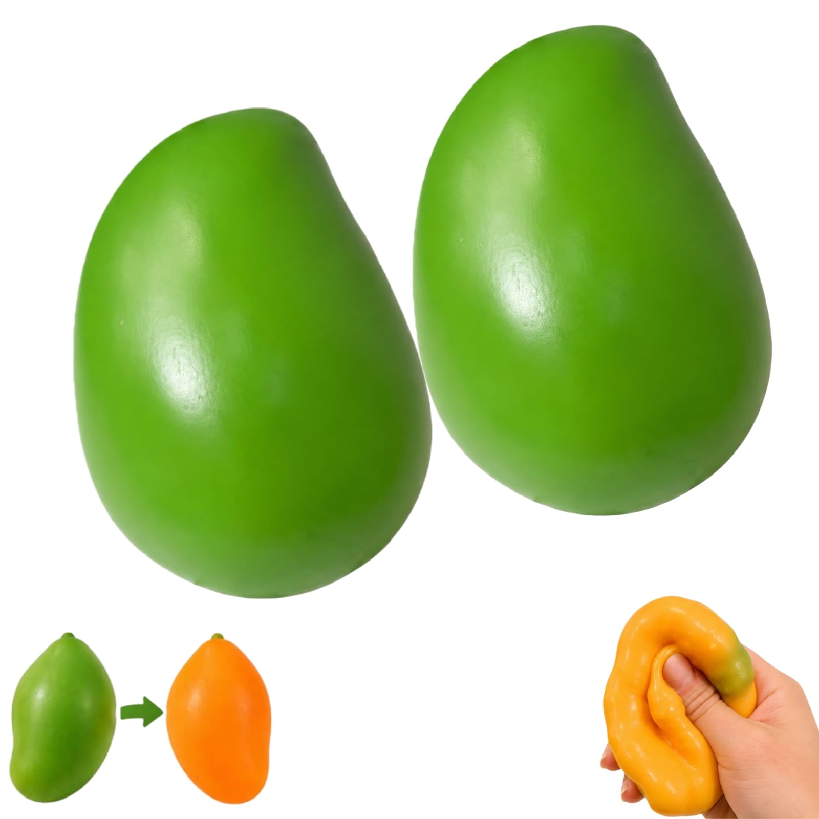 Crunchy Mango Squishy, Chameleon Mango Stress Ball, Slow Rising Crunchy Squishy for Stress Relief, Textured Sensory Ball for Anxiety Management Party Favors (2PCS)