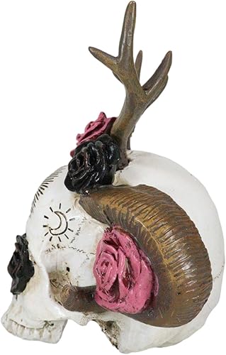 Miniatura 4 de Ebros Gift Wicca Paranormal Pagan The Horned God Ram and Moon Goddess Cuerno Cráneo con rosas rosas rosas y negras Pirámide Ojo de Providencia