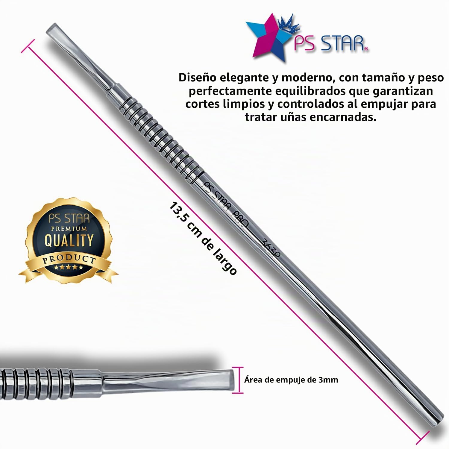 Guía para uñas encarnadas, Ps Star 363P PODO PRO. Guía de podología para uñas encarnadas. Ideal para pedicura y podología. Acero quirúrgico con aleación de cobalto
