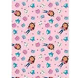 Superlicencias La Casa de Muñecas de Gabby, Manta Coralina Infantil, Diseño de Gatos y Muñecas, Gabby´s Dollhouse, Rosa, 110x150 cm