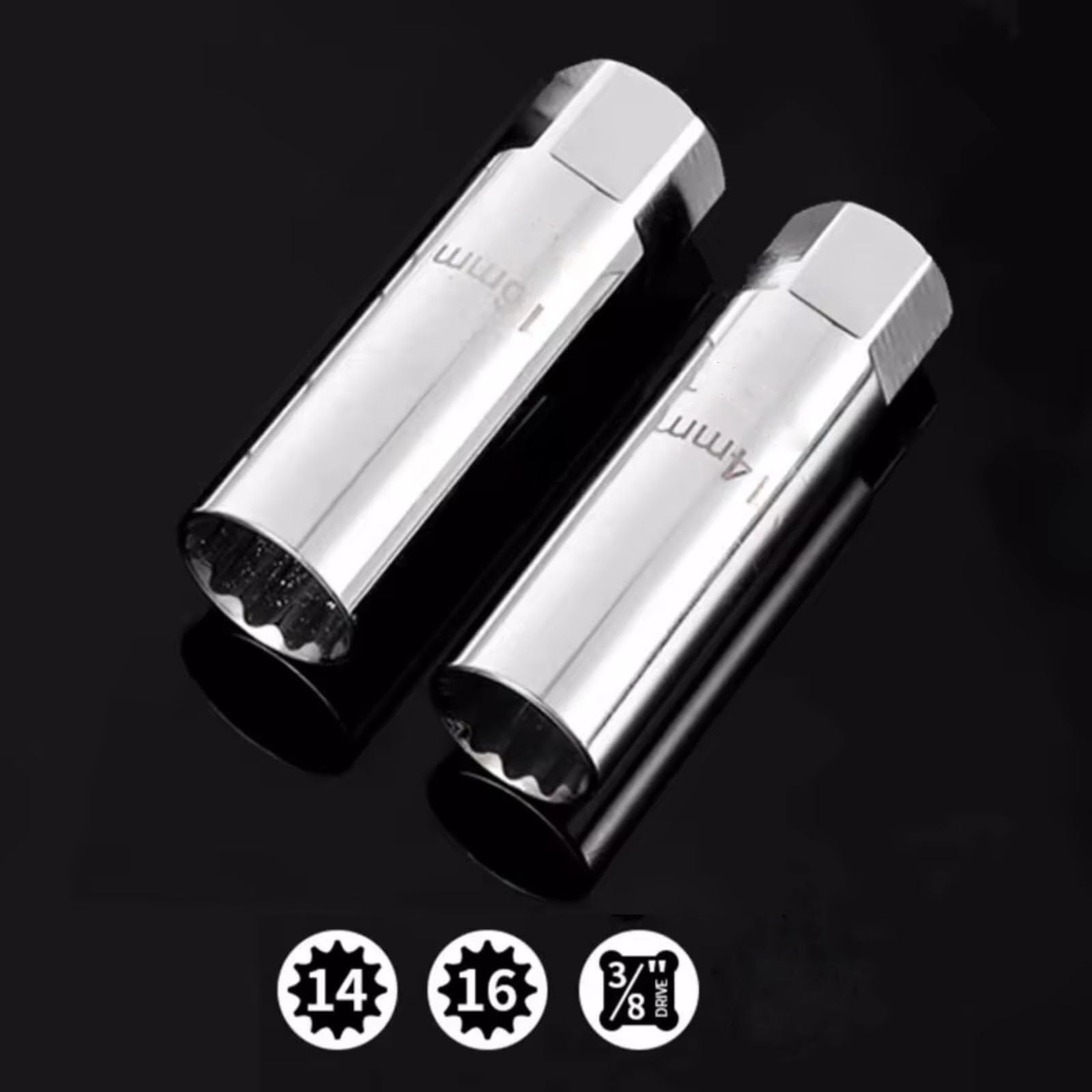 Klucz do świec 2 szt. Klucz nasadowy do świec Adapter klucza 14 mm 16 mm Magnetyczna wymiana i naprawa para narzędzie do usuwania przestrzeni 14 mm