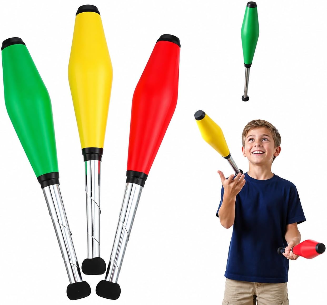 Totority Juggling Pins Set, 3Pcs Lightweight Colorful Clubs for Beginners | Lightweight Juggling Pins Made from Pe and Eva, Designed for Beginners, Kids, Circus Practice, Parties, and Skill Activities