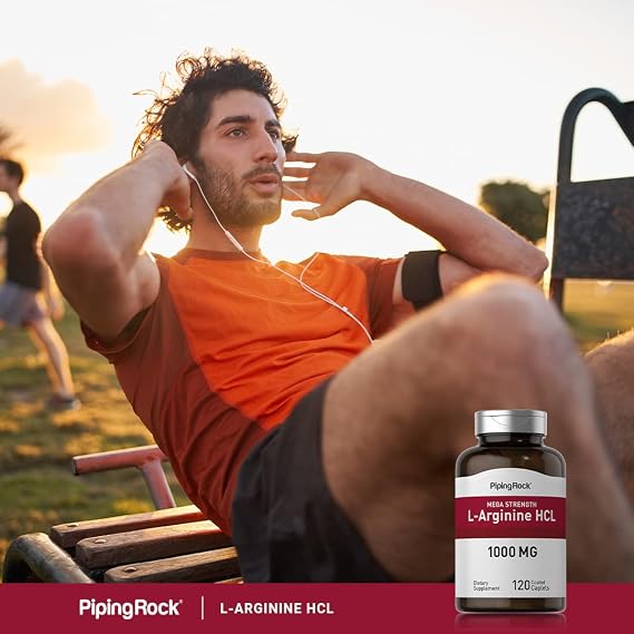 Piping Rock L-Arginine HCl 1000mg | 120 Caplets | Supplement for Men and Women | Mega Strength | Vegetarian, Non-GMO, Gluten Free