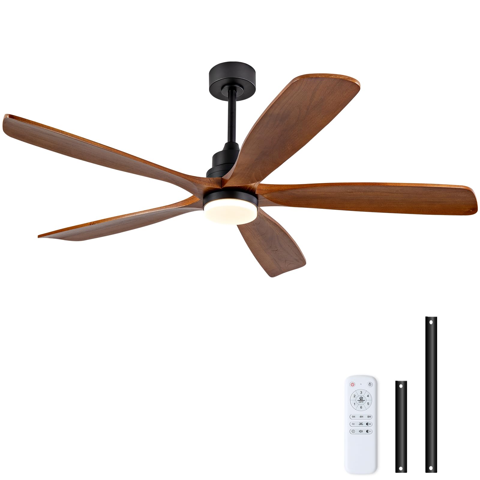Photo 1 of BOJUE 60 Inch Ceiling Fans with Lights and Remote Control, Modern Ceiling Fan with Light for Bedroom, Noiseless DC Motor, Dimmable Led 5 Solid Wood Blades
