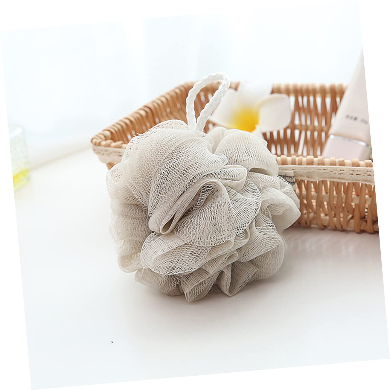 Alipis 8pezzi Palla Da Doccia in Pe Resistente Scrub Esfoliante Per Corpo Accessori Bagno Design Cordino Bianco Grigio Verde
