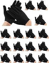 DASHUAIGE 16 Pairs White Cotton Gloves, Breathable & Stretchable Work Gloves for Hand Care, Spa, Inspection, and General Maintenance(Black)